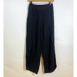 TEMPO PARIS Black Linen Blend Wide Leg Cropped Pants Size S
